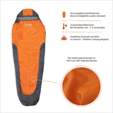 Where Tomorrow Camping Schlafsack Small & Light - Mumienschlafsack mit Tasche - 220 x 80 x 50 cm - Orange-Grau