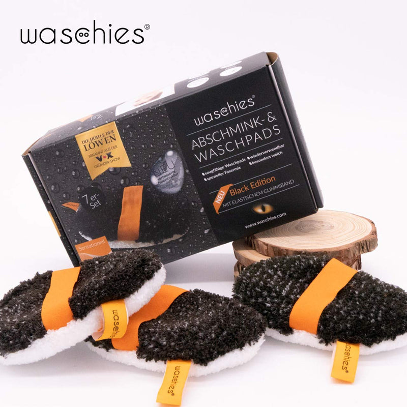 waschies® Waschbare Abschminkpads Black Edition - 7er Set