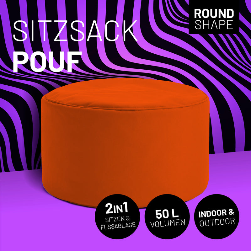 LUMALAND Sitzsack Pouf (50 L) - In- & outdoor - Orange