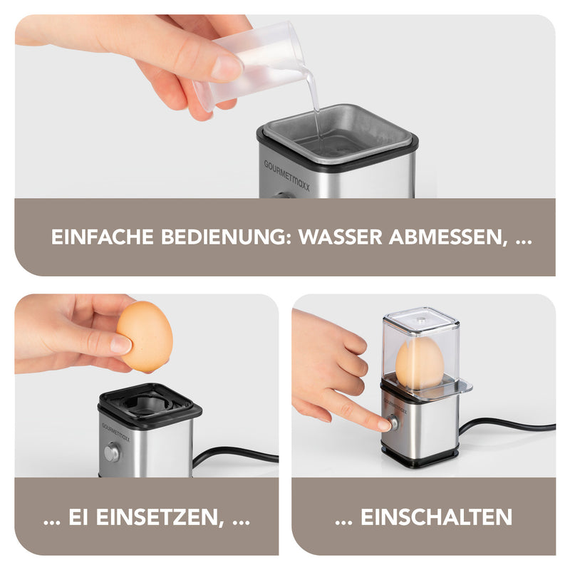 GOURMETmaxx Eierkocher für 1 Ei - silber/schwarz