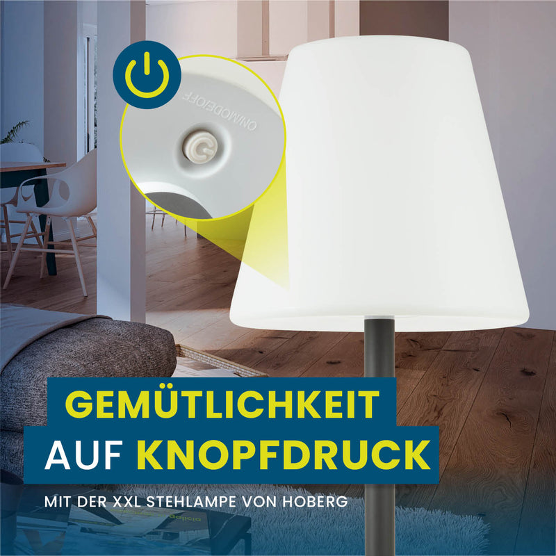 Hoberg LED-Standleuchte dimmbar - 187 cm - schwarz/weiß