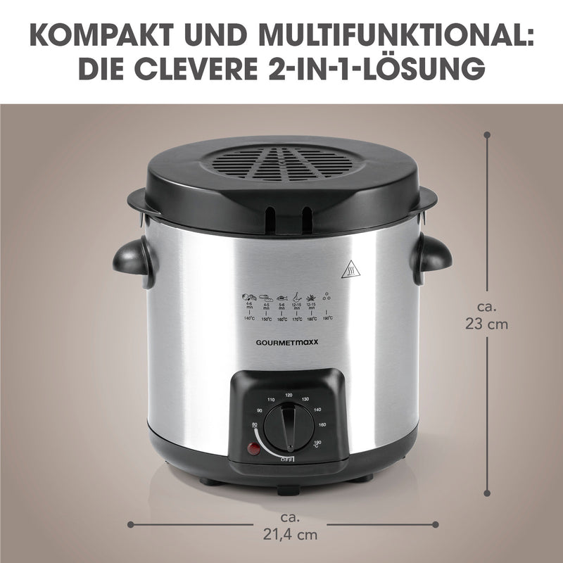 GOURMETmaxx Fritteuse mit Fondue-Set - Edelstahl/schwarz