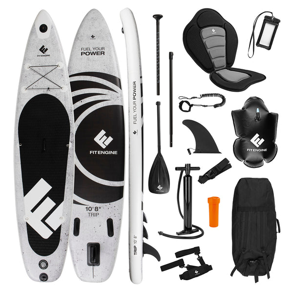 FitEngine Trip SUP-Board Set (Allrounder) - 10'8'' Beton inkl. Kajaksitz