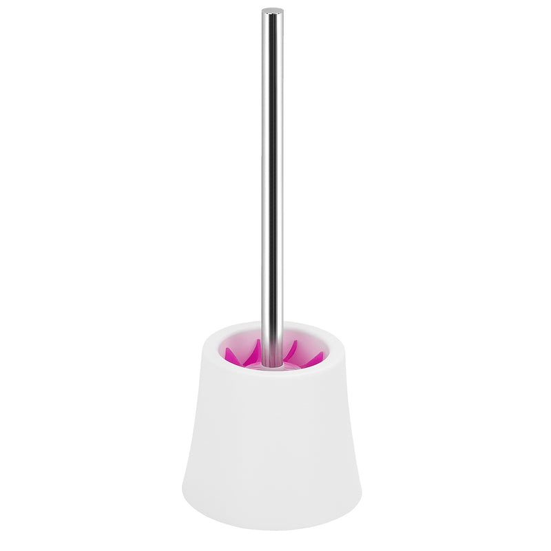 LOOMAID WC-Bürste Silikonkopf Edelstahl/pink mit Bürstenhalter weiß