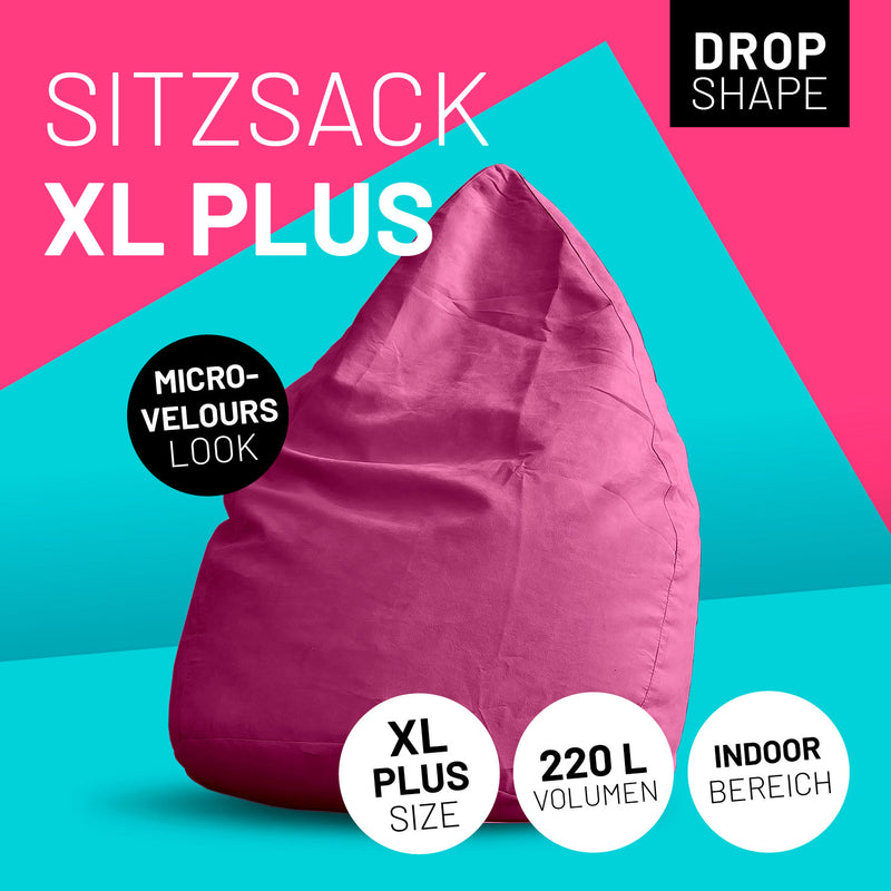 LUMALAND Luxury XL PLUS Sitzsack stylischer Beanbag - 220L Füllung mit extra starken Nähten - Pink