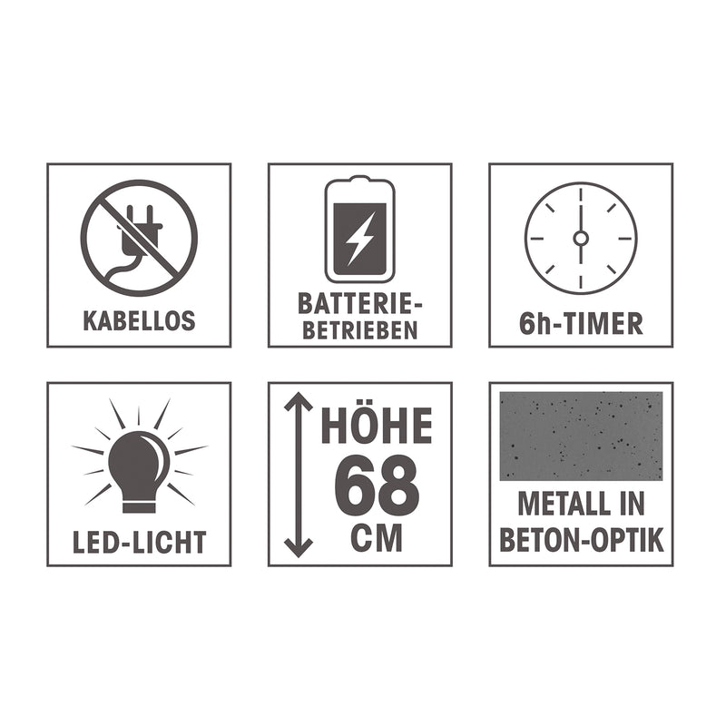 EASYmaxx LED-Dekosäule mit Pflanzschale - Beton-Optik - grau