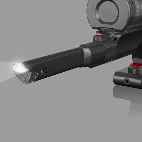 MAXXMEE Akku-Zyklon-Staubsauger PLUS mit Saugkraftregulierung und integrierter LED-Leuchte für präzises kabelloses Reinigen.