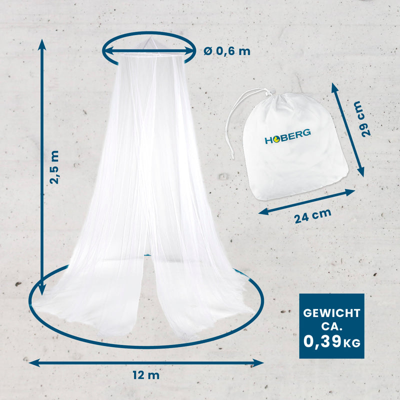HOBERG Insekten-Baldachin - für Einzel- & Doppelbetten - zum Bohren oder Kleben