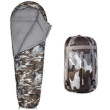 Where Tomorrow Camping Schlafsack Small & Light - Mumienschlafsack mit Tasche - 220 x 80 x 50 cm - Camouflage Grau