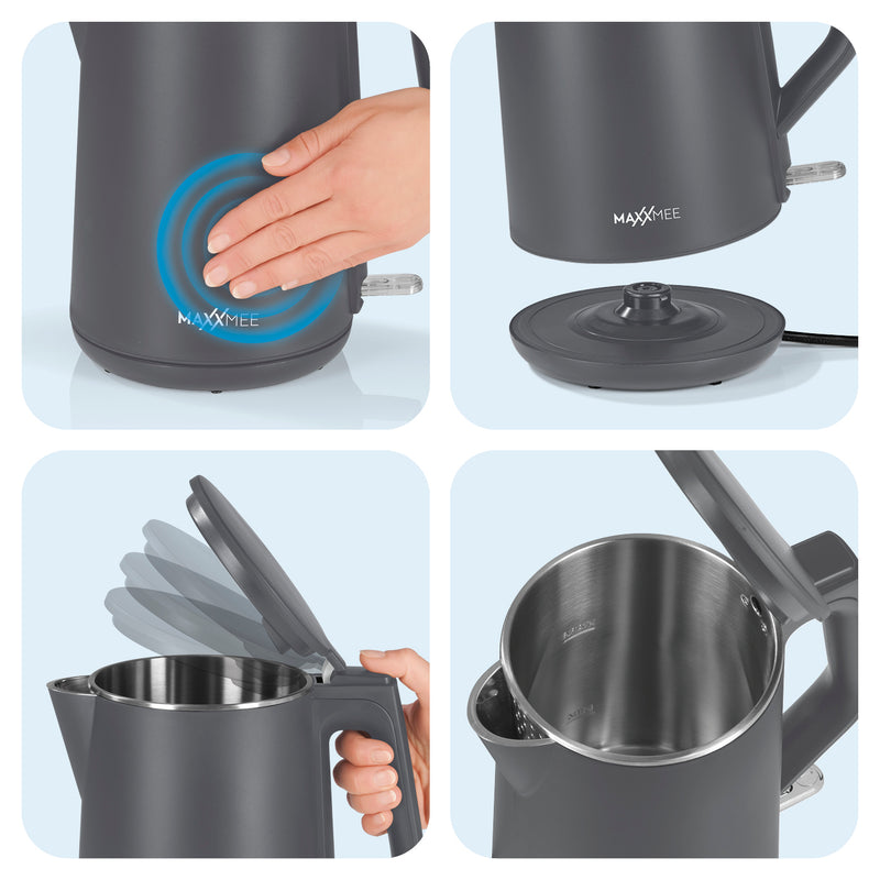 MAXXMEE Wasserkocher "Cool touch" - 1,5 l Füllmenge - cool grey