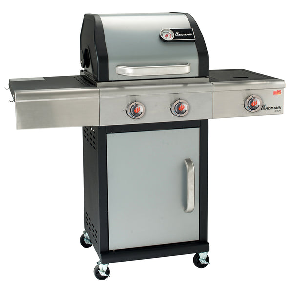 LANDMANN Gasgrill Triton PTS 2.1 - blau beleuchtete Tasten - silber