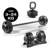 FitEngine verstellbare Multifunktionshantel - Kettlebell, Kurz- & Langhantel