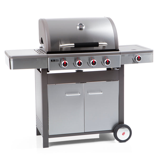 GRILLCHEF BBQ Grill 4.1 - 133 cm - 50mbar - Edelstahl/schwarz