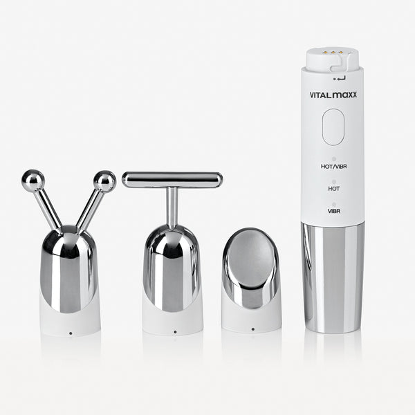 VITALmaxx Massagegerät Augen - Mit Mikrostromvibration & Wärme - silber/weiß