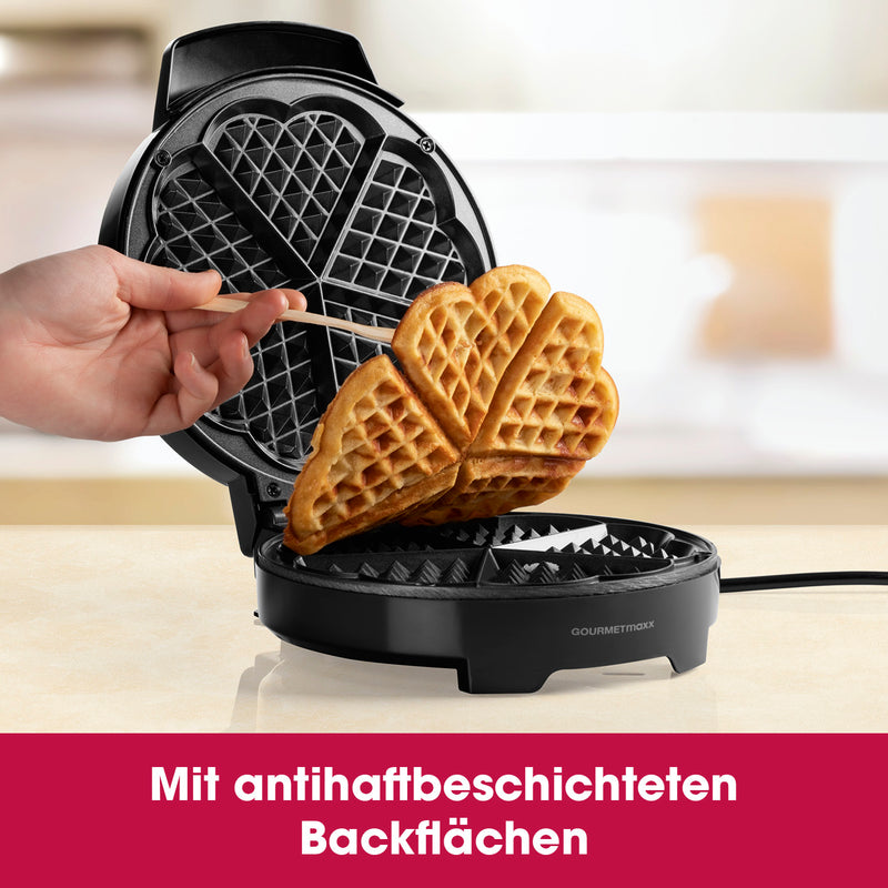 GOURMETmaxx Waffeleisen Herz - schwarz/Edelstahl