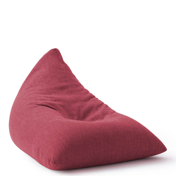 LUMALAND Sitzsack Interior Line - roter dreieckiger Sitzkissen Bean Bag mit 370l Füllung und Leinen-Optik, 150x100x100 cm.