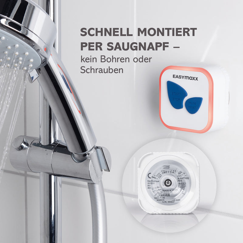 EASYmaxx LED-Wasserspartimer für die Dusche - weiß/blau