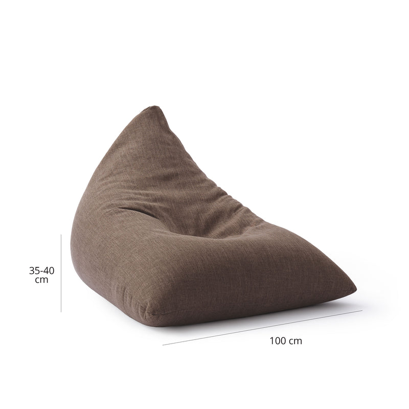 LUMALAND Sitzsack Interior Line - Sitzkissen Bean Bag - Dreieckiger Komfort-Sitzsack - 370l Füllung - 150 x 100 x 100 cm - Braun