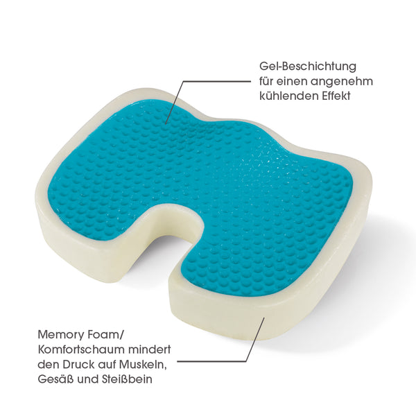 VITALmaxx Ergonomisches Gel-Sitzkissen inkl. Fleecebezug - grau