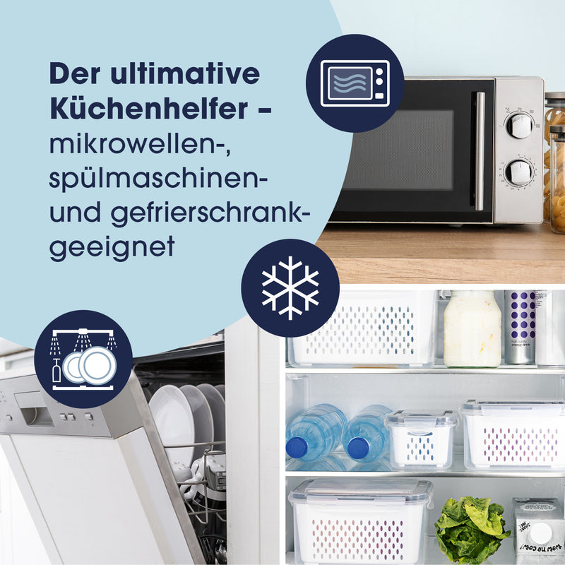 GOURMETmaxx Frischhaltedosen für Kühlschrank mit Abtropfsieb