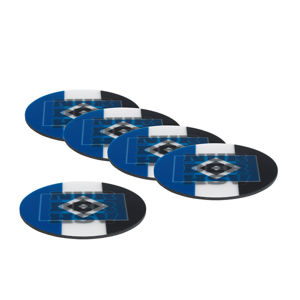 HSV Untersetzer 3D - 10,5 x 10,5 cm - 5er-Set - blau/weiß/schwarz mit Logo