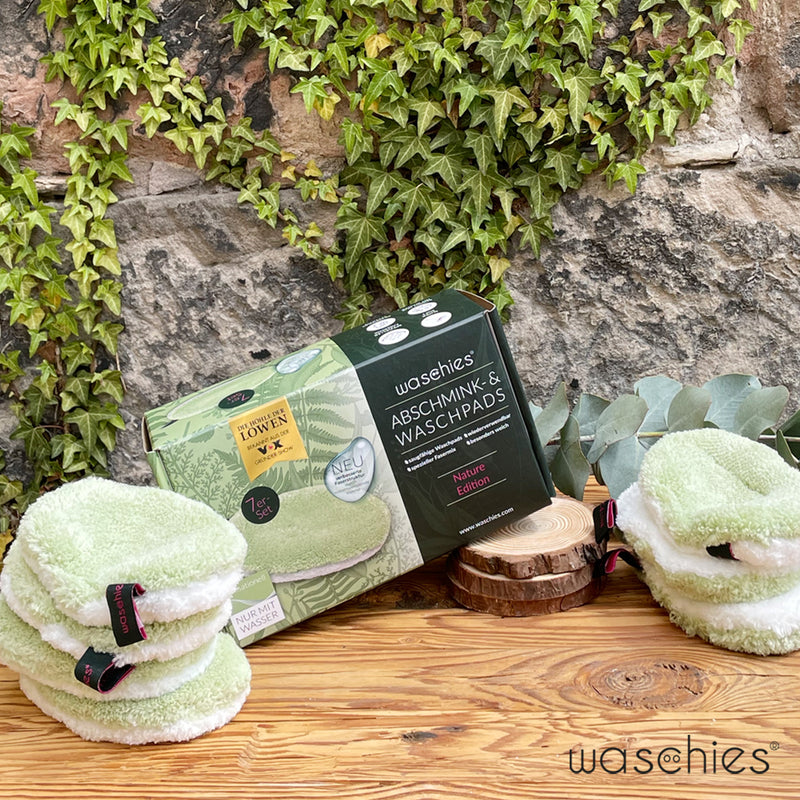 waschies Abschmink- & Waschpads 7er-Set - Nature Edition - hellgrün/weiß