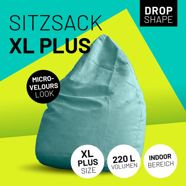 LUMALAND Luxury XL PLUS Sitzsack stylischer Beanbag - 220L Füllung mit extra starken Nähten - Türkis