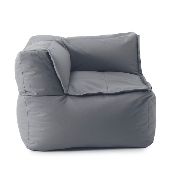 LUMALAND Sitzsack-Sofa Ecke Grau, 340 L Volumen, modulare Verbindung, pflegeleichtes Material, extra starke Nähte, ergonomische EPS-Füllung.