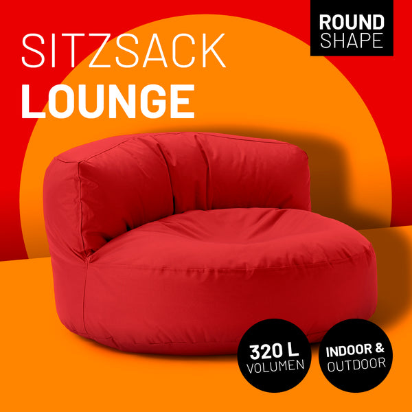 LUMALAND Sitzsack Lounge (320 L) rot, modern, bequem, langlebig, für In- & Outdoor, pflegeleicht, mit verdecktem Reißverschluss.