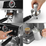 ESPRESSO-GRIND-PROFESSION Espresso-Siebträgermaschine mit Mahlwerk + 2x ESPRESSO PERFETTO Ganze Bohne + 2x CAFÉ CREMA Ganze Bohne