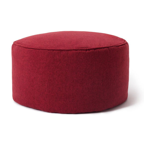 LUMALAND Comfort Line Sitzsack-Hocker 25 x 45 cm in Rot, runder Sitzpouf und Fußablage aus hochwertigem Polyester für Indoor.