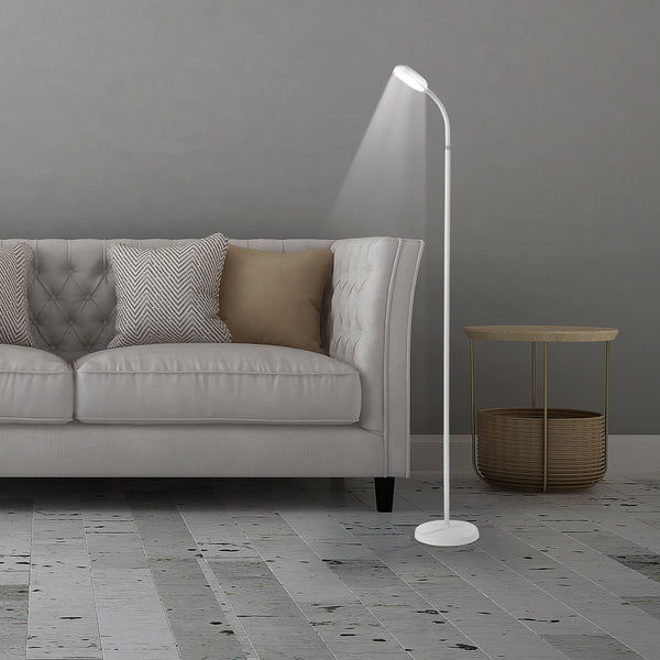 EASYmaxx LED-Standleuchte Daylight mit 360°-drehbarem Lampenkopf, 3 Farbtemperaturen, dimmbar, weiß, energiesparend und kabellos.