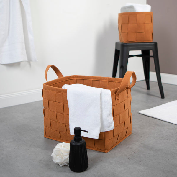 N8WERK Filz-Aufbewahrungskorb L - 40 x 40 x 40 cm - Rost