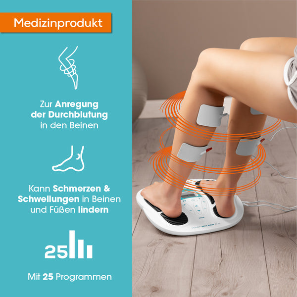 VENENWALKER Durchblutungs-Stimulator + Fernbedienung - 4 Muskelstimulations-Pads EMS