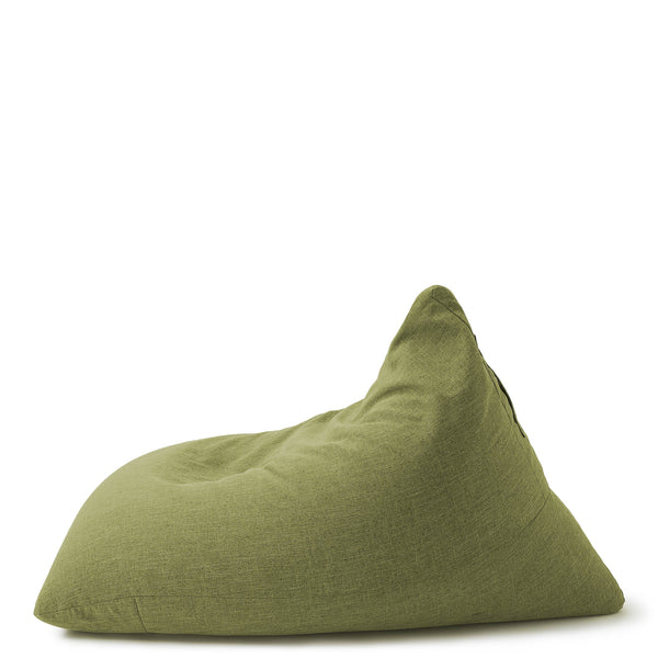 LUMALAND Sitzsack Interior Line Lime, dreieckiger Sitzkissen aus Leinen-Optik mit 370l Füllung, 150x100x100 cm, indoor Komfort.