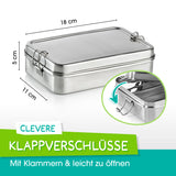 GOURMETmaxx Lunchbox Edelstahl Brotdose Brotbox Vesper Brotzeit Box Behälter Vorratsdose Lunchbox Klick-it 2-tlg. 18x11x5cm Edelstahl Metalldose