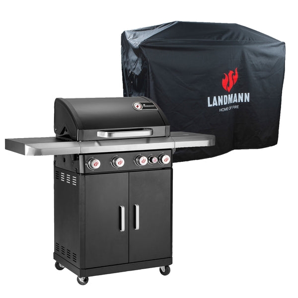 LANDMANN Gasgrill Rexon PTS 4.1 + Wetterschutzhaube Premium (62x148x120cm)