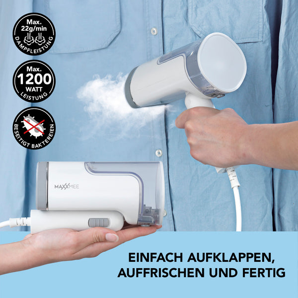 MAXXMEE Dampfbürste - vertikaler Dampfstoß (max. 22 g/min Dampf) - weiß/grau