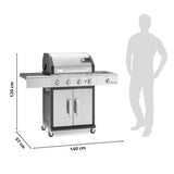 LANDMANN Gasgrill Triton 4.1 MaxX - 120 cm - Edelstahl