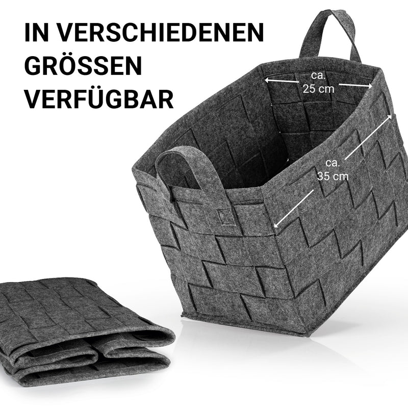 N8WERK Filz-Aufbewahrungstasche M - 35 x 25 x 25 cm - Dunkelgrau