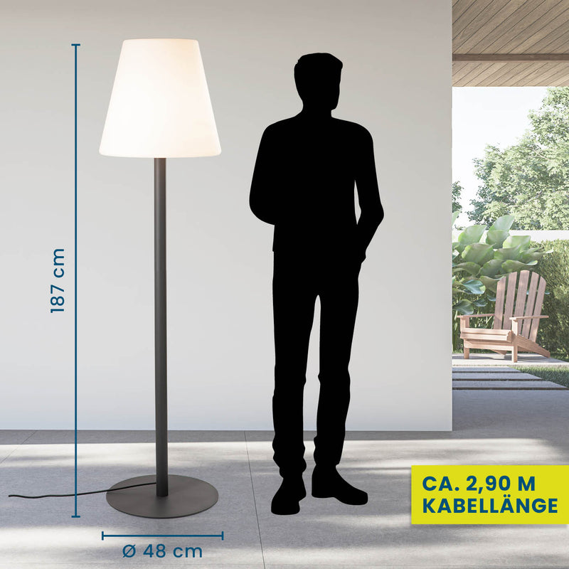 Hoberg LED-Standleuchte dimmbar - 187 cm - schwarz/weiß