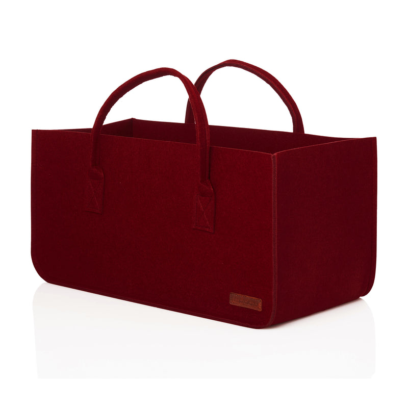 LUMALAND Kaminholztasche aus Filz mit Tragegriff - 50 x 25 x 25 cm - Rot