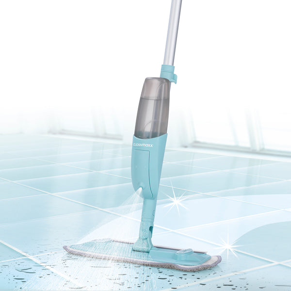 CLEANmaxx Spray-Mopp türkis mit abnehmbarem Wassertank, Tropf-Stopp, ideal für Hartböden und glatte Oberflächen.