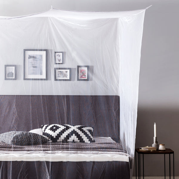 LUMALAND Moskitonetz Mückennetz für Einzelbett & Doppelbett 200x200x210 cm, weiß, feinmaschig, leichter Schutz vor Insekten.