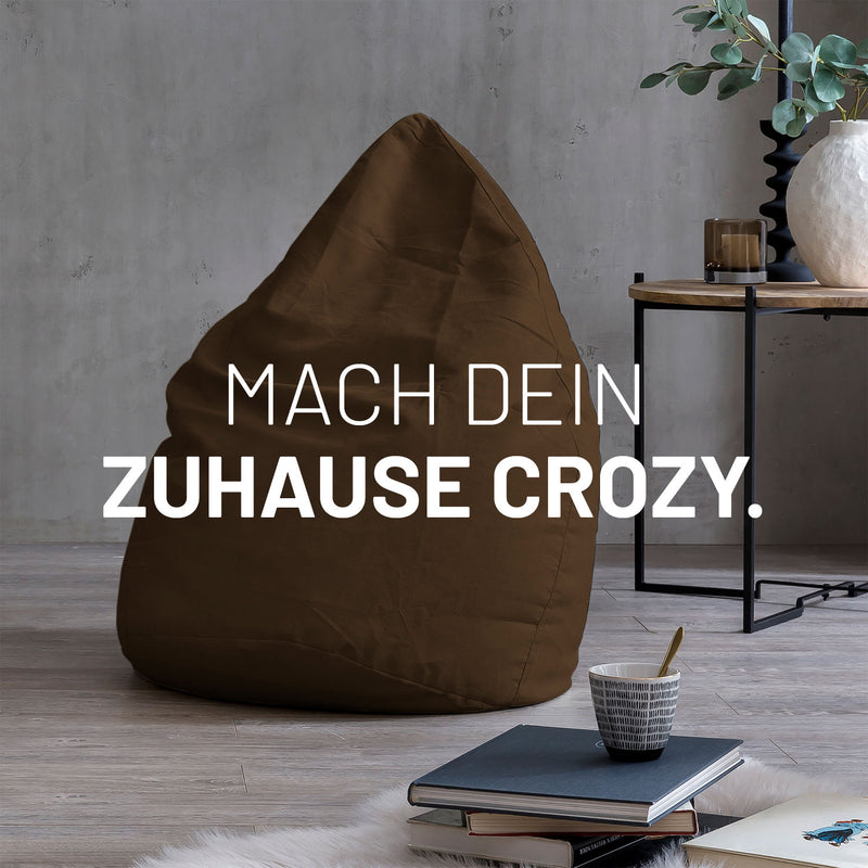 LUMALAND Luxury XL Sitzsack stylischer Beanbag - 120L Füllung - Braun