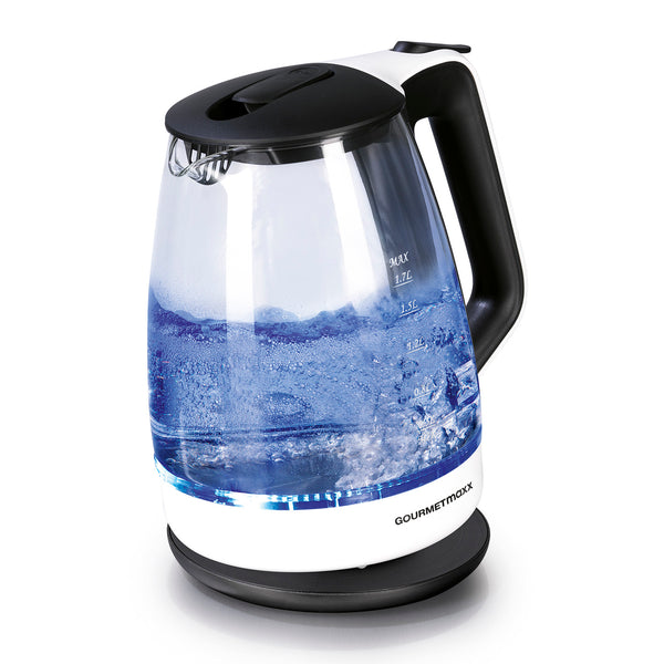 GOURMETmaxx Glas-Wasserkocher - 360° drehbar - schwarz/weiß