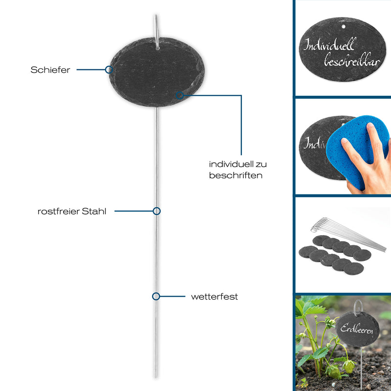 Hoberg Schiefer-Pflanzschilder oval - 10er-Set