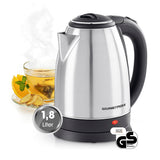 GOURMETmaxx Wasserkocher - 1,8l - Edelstahl, kabellos mit 360° Basis, Wasserstandsanzeige und 1,8 Liter Fassungsvermögen.
