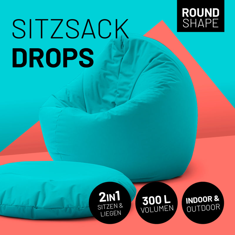 LUMALAND Sitzsack Drops (300 L) - In- & outdoor - Aquamarin