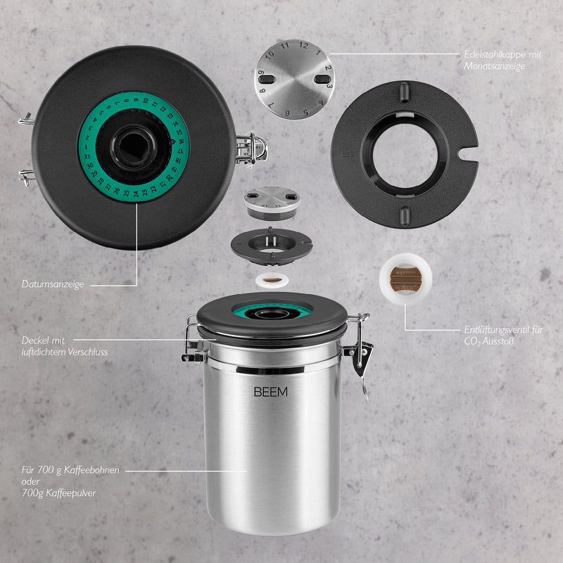 BEEM KAFFEEDOSE Vorratsdose mit Dosierlöffel - 1,9 l - B-Ware